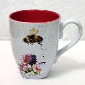 Dean Crouser Bee Floral Mug Red Interior DEMDACO Coffee Cup